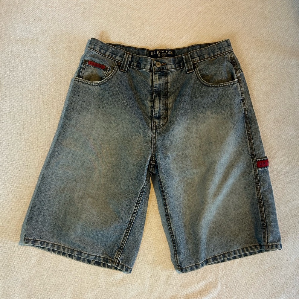 U.S. Polo Assn. Blue and Red Jean Shorts Relaxed Fit